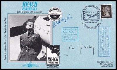SIR CHRISTOPHER FOXLEY-NORRIS & JIM BAILEY DFC signiertes Reach for the Sky Cover