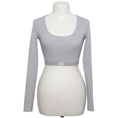 Bershka, Crop Top, Größe: M/L, Grau, Einfarbig, Rippenstrick, Damen #iLW