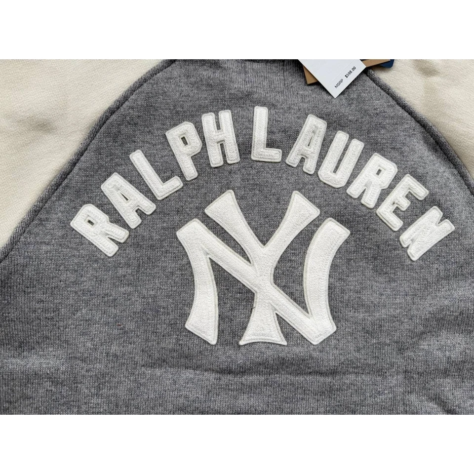 New York Yankees Polo Ralph Lauren Raglan Full-Button Jacket - Gray - Image 3 of 4