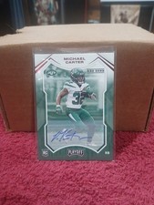 Michael Carter RC Autograph 2021 Panini Playoff Football Red Zone #229 NFL Jets