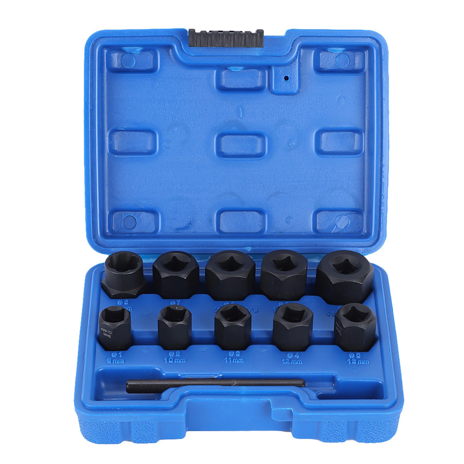 .11pcs/set Damaged Nut Lock Remover 3/8in Drive Size Twist Socket Straight Bar