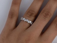 Eternity Band Wedding Engagement Pear Cut Moissanite 14K White Gold Plated Ring