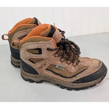Hi-Tec Hillside Jr Waterproof Hiking Boots Brown Orange Youth Size 7 Durable