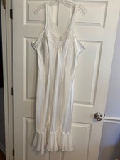 Linea Donatella White Satin Bridal Wedding Nightgown Lace  Beading  X-Large