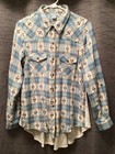 COUNTRY BLUES Cream Button-Up Southwest Top, Lace Bootie Panel Sz S NEW — photo 1