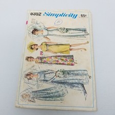 Vintage Simplicity 6352 Sewing Pattern 60s Wedding Dress sz 14 Bridesmaid Train