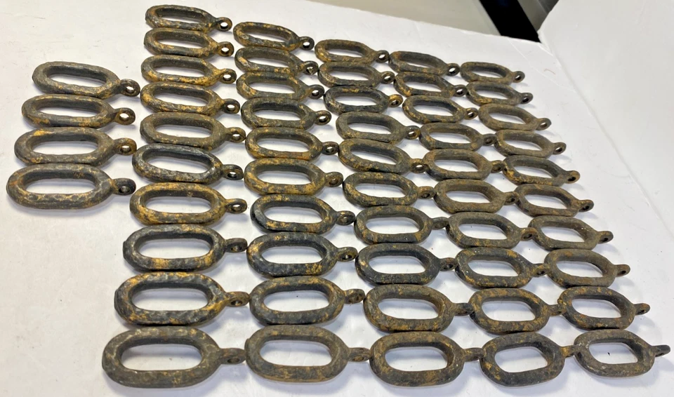 54 anillos de barra de cortina de diseño ovalado martillado de hierro fundido MCM vintage Foto 4 de 4