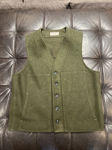 Vintage Filson Virgin Wool Mackinaw Hunting Vest Green USA Sz 44