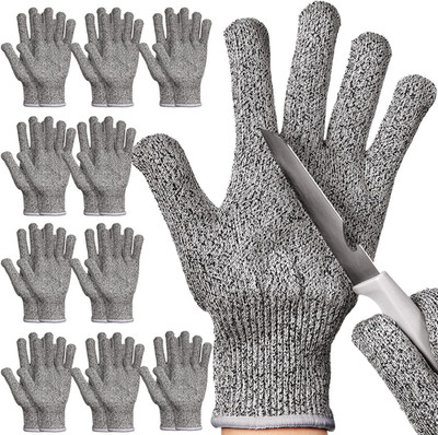 Chuarry 10 Pairs Cut Resistant Gloves Cutting Proof Gloves Level 5 Protection Ki