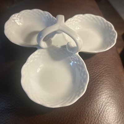 Bridal Lace pattern, Solid white Three Section serving/sauce, dishes