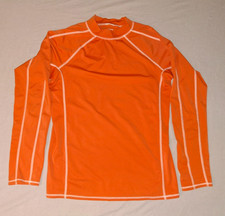 Lands End Boys Rash Guard Swim Shirt Long Sleeve Size M 14-16, Orange