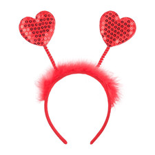 Heart Headband Red Sequin Love-shaped Head Boppers Valentine's Day Headband R...