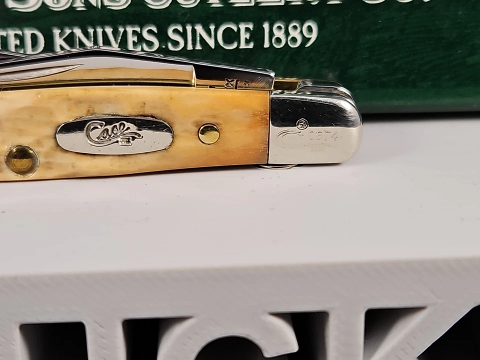 Navaja de bolsillo Case XX Tiny Muskrat 2007 nueva con mango de hueso negro Foto 4 de 4