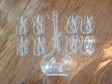 Set decanter vino porta vetro e 8 bicchieri da appendere sherry vino da dessert