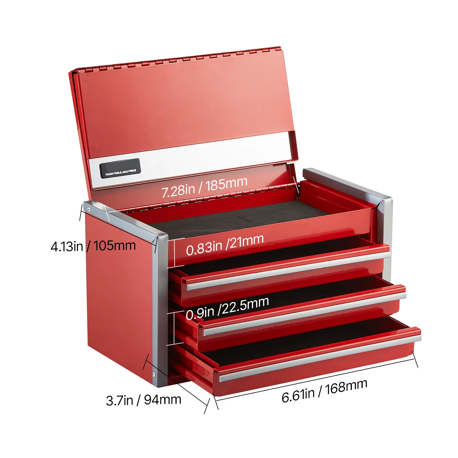 8.6&rdquo; Metal Tool Box 3 Drawer | Portable Tool Chest Ball Be