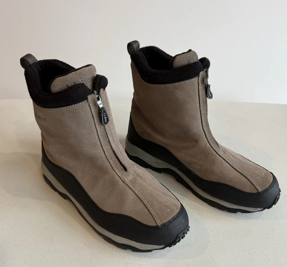 Мужские ботинки LL Bean 11.5 Primaloft утепленные спереди на молнии замшевые желтовато-коричневые черные для улицы - Изображение 2 из 4