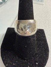 Hammered Sterling Silver Wide Band Size 9 15mm Wide 7.76 Grams
