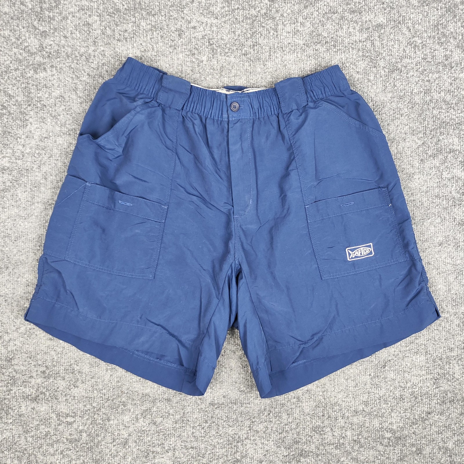 AFTCO Shorts Mens 36 Blue Nylon Cargo Bluewater Fishing Quick Dry Pockets Boat