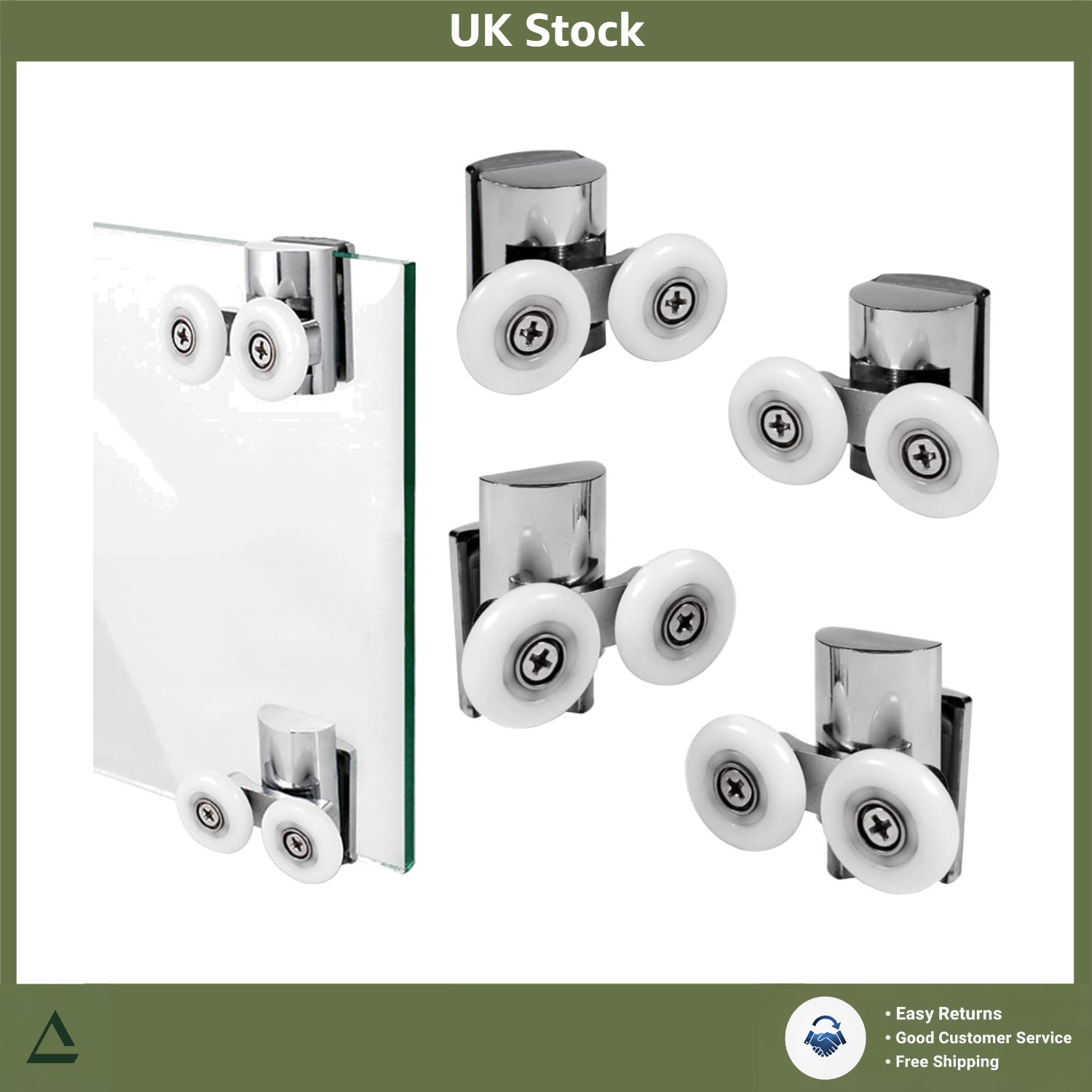 Zinc Alloy Shower Door Rollers 23mm Wheels Durable Set 4pcs