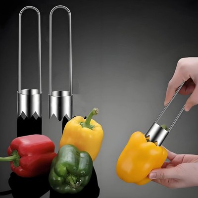 2PCS Fruit & Vegetable Corer Pepper Apple Tomato Stainless Steel Tool