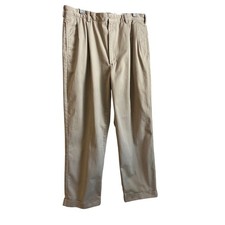 Polo Ralph Lauren Hammond Pant Mens 36x30 Khaki Tan Pleated Cuffed Cotton Chinos