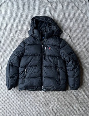 Polo Ralph Lauren Puffer Jacket Mens Size M Navy Blue Hooded Down Jacket
