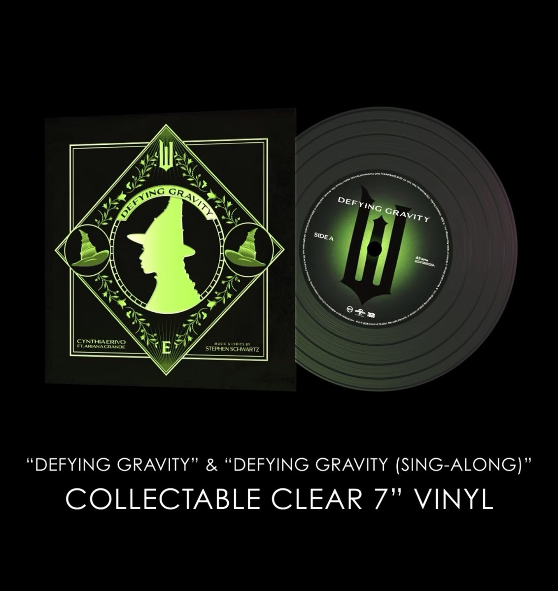 Wicked Ariana Grande Cynthia Erivo Defying Gravity 7” clear Vinyl