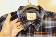 Weatherproof Vintage Flannel Shirt Mens XL Blue Black Check Plaid Long Sleeve