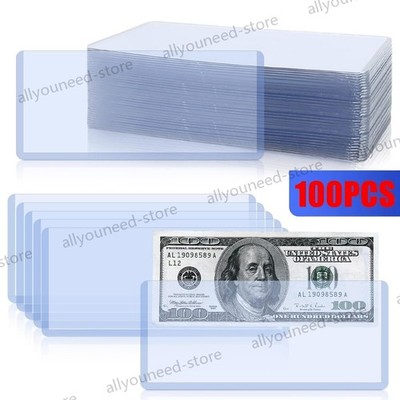 100 CURRENCY HOLDERS Semi Rigid REGULAR Vinyl Sleeves for Banknotes Dollar Bill