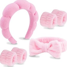 Pink Spa Headbands and Wristband Set
