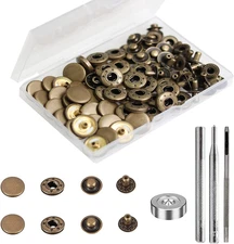 24 Sets Heavy Duty Leather Snap Fasteners Kit,  15Mm Metal Snap Buttons Press St