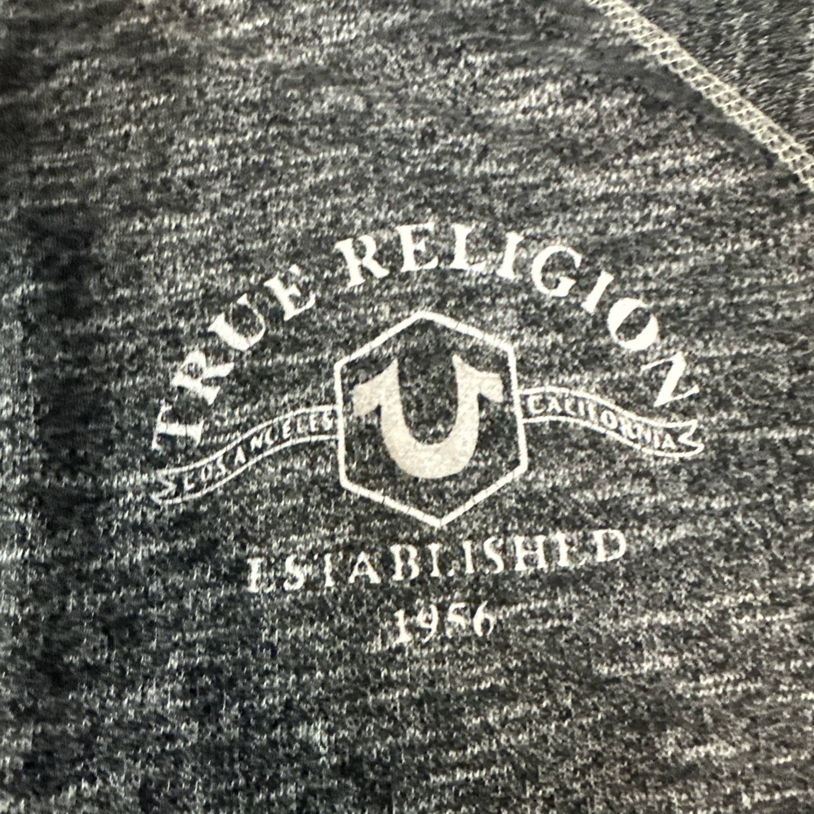 True Religion Men's Melange Knit Horseshoe Logo Full Zip Hoodie Charcoal SP thumbnail 4