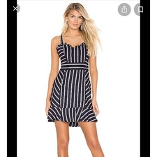 Parker Womens Size 4 Jemima Navy Lavender Ruffle Stripe Sleeveless Mini Dress