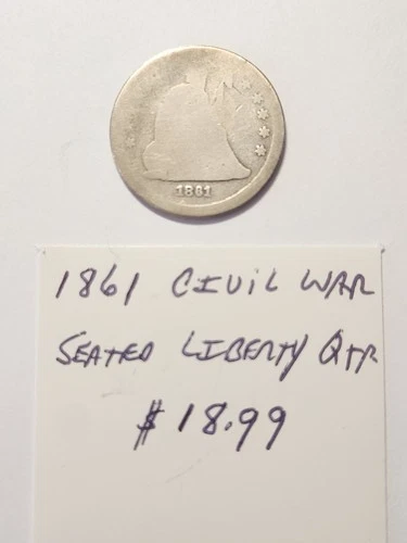 1861 Civil War Seated Liberty Quarter