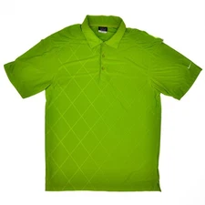 Nike Golf Mens S Polo Shirt Green Diamond Reflective Pattern Dri-Fit Performance