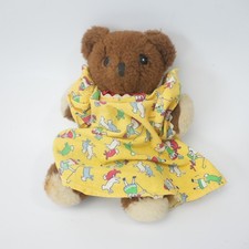 Vintage Eden Toys Brown Baby Teddy Bear Plush w/ Rattle Soft 7"