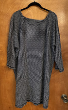 T by Talbots Navy & White Stripe stretch knit dress Sz XL  twisted back detail