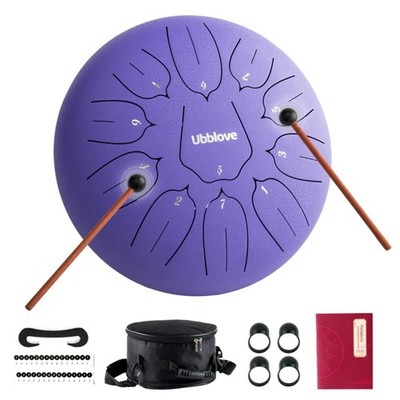 Ubblove Steel Tongue Drum - 11 Notes 10 Inch Handpan Purple 10 inch, 