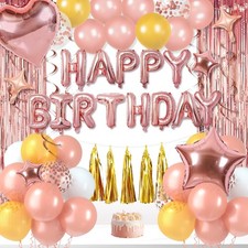 Rose Gold Birthday Decorations for Women Girls 18th 21st 30th 40th 50th BD Pa...