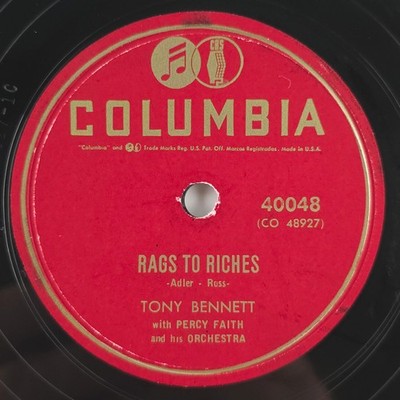 Tony Bennett Rags To Riches / Here Comes That Heartache Again 10'' 78rpm Record