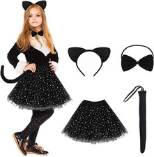 Katzen Kostüm Mädchen, Faschingskostüme Kinder Mädchen, Karneval Kostüm Kinder M