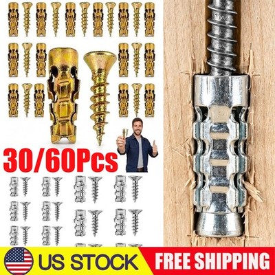 6x14mm Door Hinge Repair Screws Kit Cabinet Stripped Hole Fix Anchors 30/60 PCS