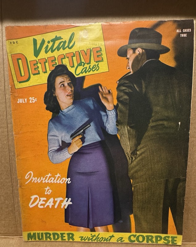 Vital Detective Cases Vol. 1 No. 1 July 1944 1sr Issue Vintage True Crime Pulp