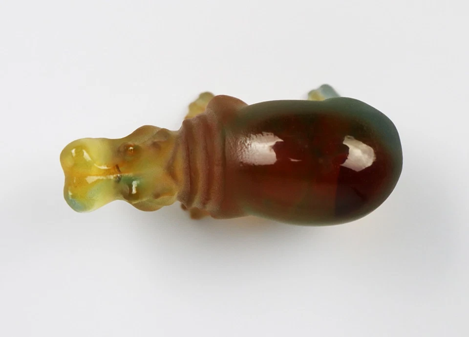 Signed Daum France Pâte de Verre Blue Hippo Art Glass Sculpture Crystal Base - Image 4 of 4