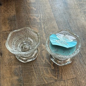 2 New Vintage Anchor Hocking Stax 3 Ways Textured Candle Holders Taper Votive