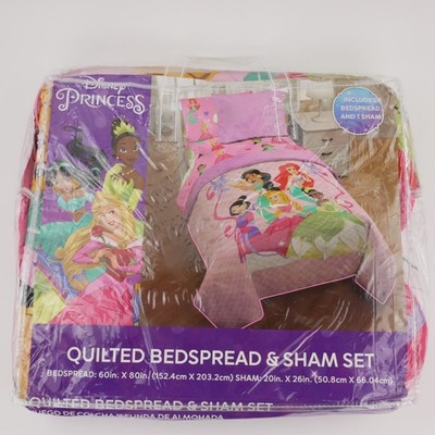 Disney Princess True To Myself Quilted Bedspread Sham Set Twin Full NEW NIP