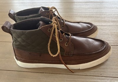 POLO Ralph Lauren Tomas Men's Brown Leather Chukka Deck Boots, Size 12