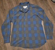 Mizzen Main Leeward Trim Fit Performance Blue Plaid Long Sleeve Shirt Size XL