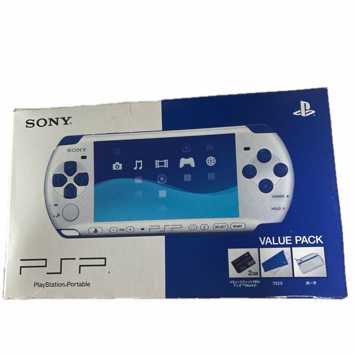 psp ブルー×ホワイト Sony PSP 3000 Value Pack White & Blue Handheld System for sale