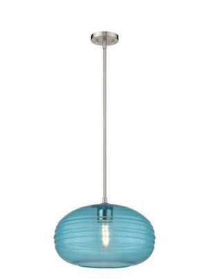 Z-Lite Harmony 1 Light 14'' Pendant, Brushed Nickel, Blue - 487P14-BN
